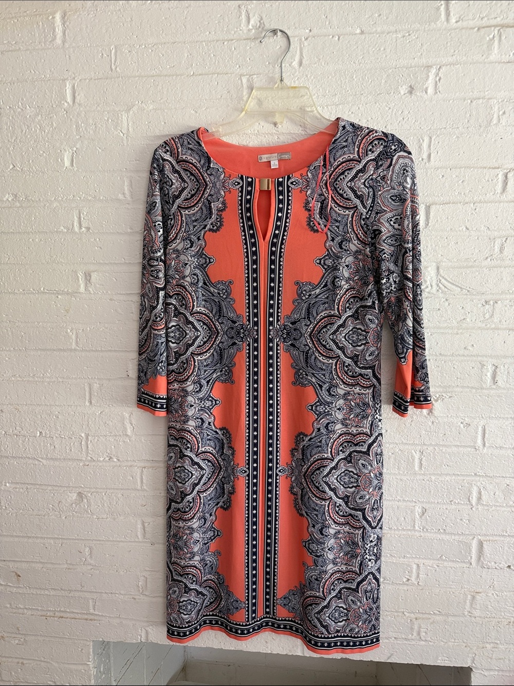 Signature Coral Paisley-Print Midi Dress with Keyhole